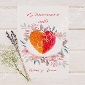 Tarjetas de agradecimiento corazón Redflowers