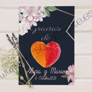 Tarjetas de agradecimiento corazon Cinnia