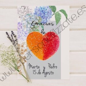 Tarjetas de agradecimiento corazon Concetta