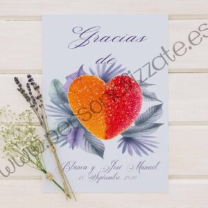 Tarjetas de agradecimiento corazon Fiorella