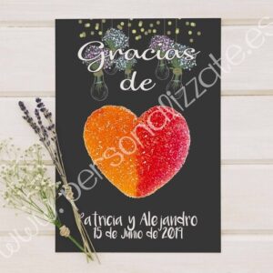 Tarjetas de agradecimiento corazon Francesca