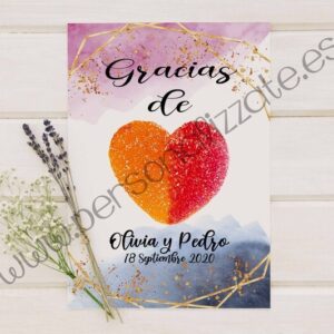 Tarjetas de agradecimiento corazón Gabriella