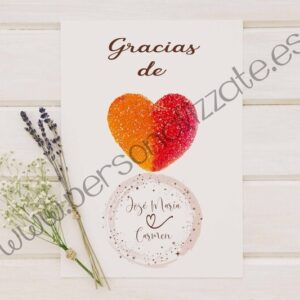 Tarjetas de agradecimiento corazon Gianna