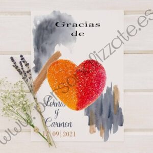 Tarjetas de agradecimiento corazón Giulia