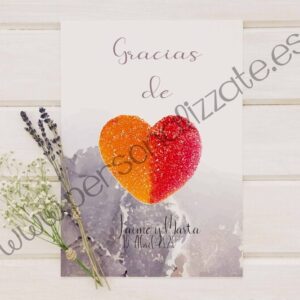 Tarjetas de agradecimiento corazón Guido