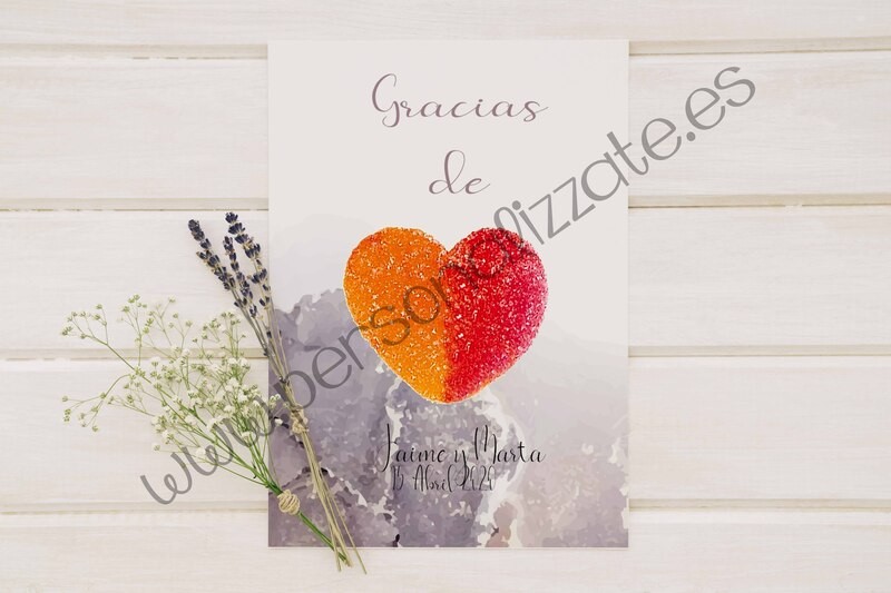 Tarjetas de agradecimiento corazón Guido