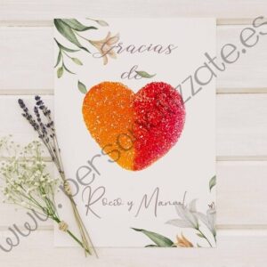 Tarjetas de agradecimiento corazón Lirica