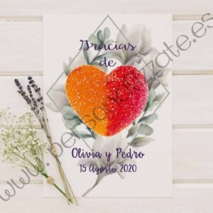 Tarjetas de agradecimiento corazón Lorenza