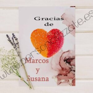 Tarjetas de agradecimiento corazón Luiggi