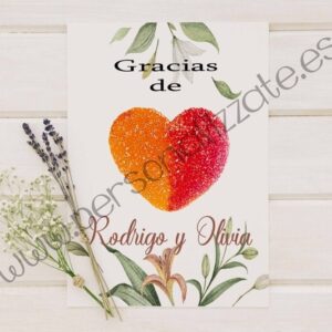 Tarjetas de agradecimiento corazón Marena