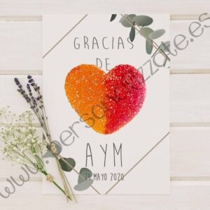 Tarjetas de agradecimiento corazón Mariella