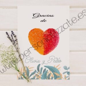 Tarjetas de agradecimiento corazón Milan
