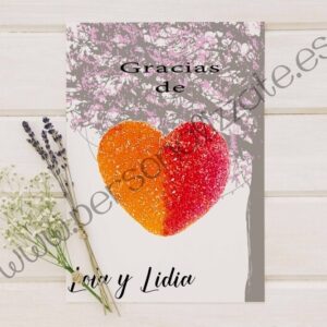 Tarjetas de agradecimiento corazón Nicola