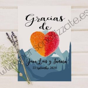 Tarjetas de agradecimiento corazón Orazia