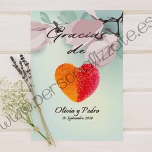 Tarjetas de agradecimiento corazón Tadeo