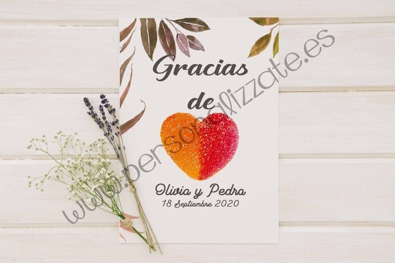 Tarjetas de agradecimiento corazón Tizziano