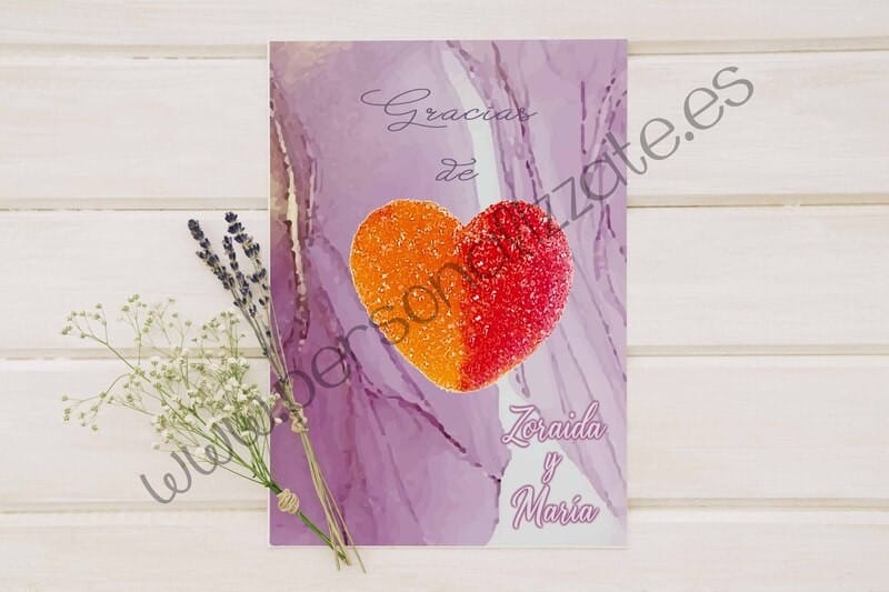 Tarjetas de agradecimiento corazón Valentino