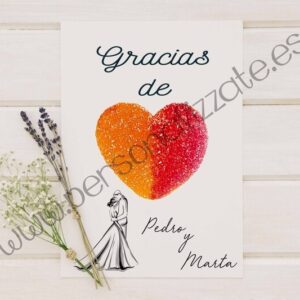 Tarjetas de agradecimiento corazón Vera
