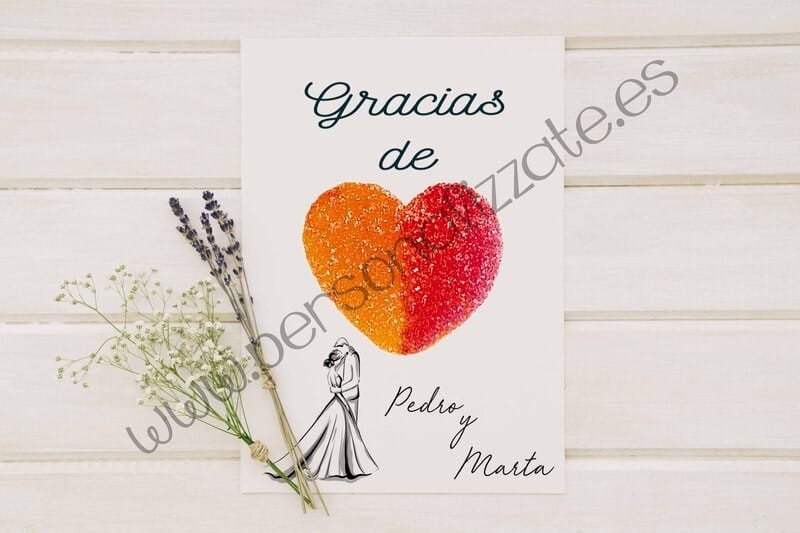 Tarjetas de agradecimiento corazón Vera