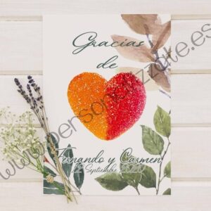 Tarjetas de agradecimiento corazon Zia