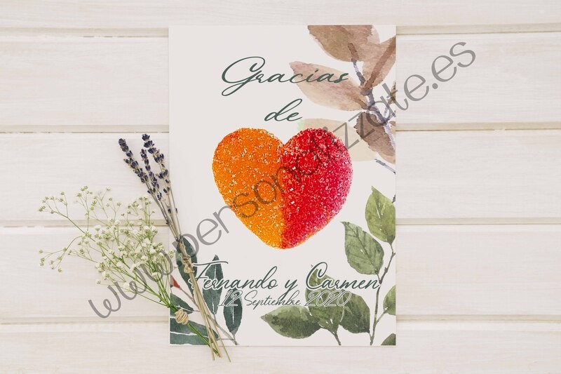 Tarjetas de agradecimiento corazon Zia