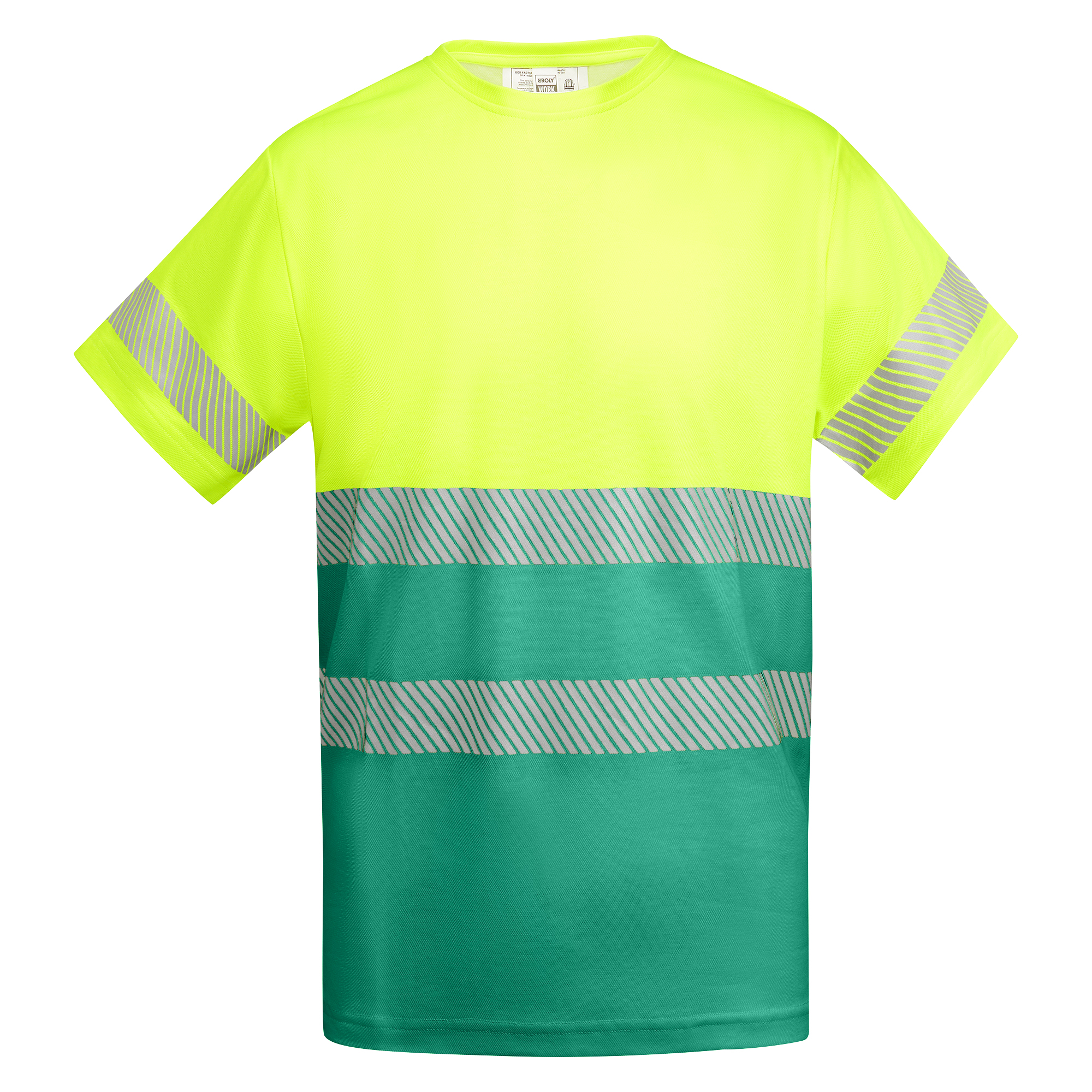 Camiseta alta visibilidad TAURI verde jardín amarillo flúor