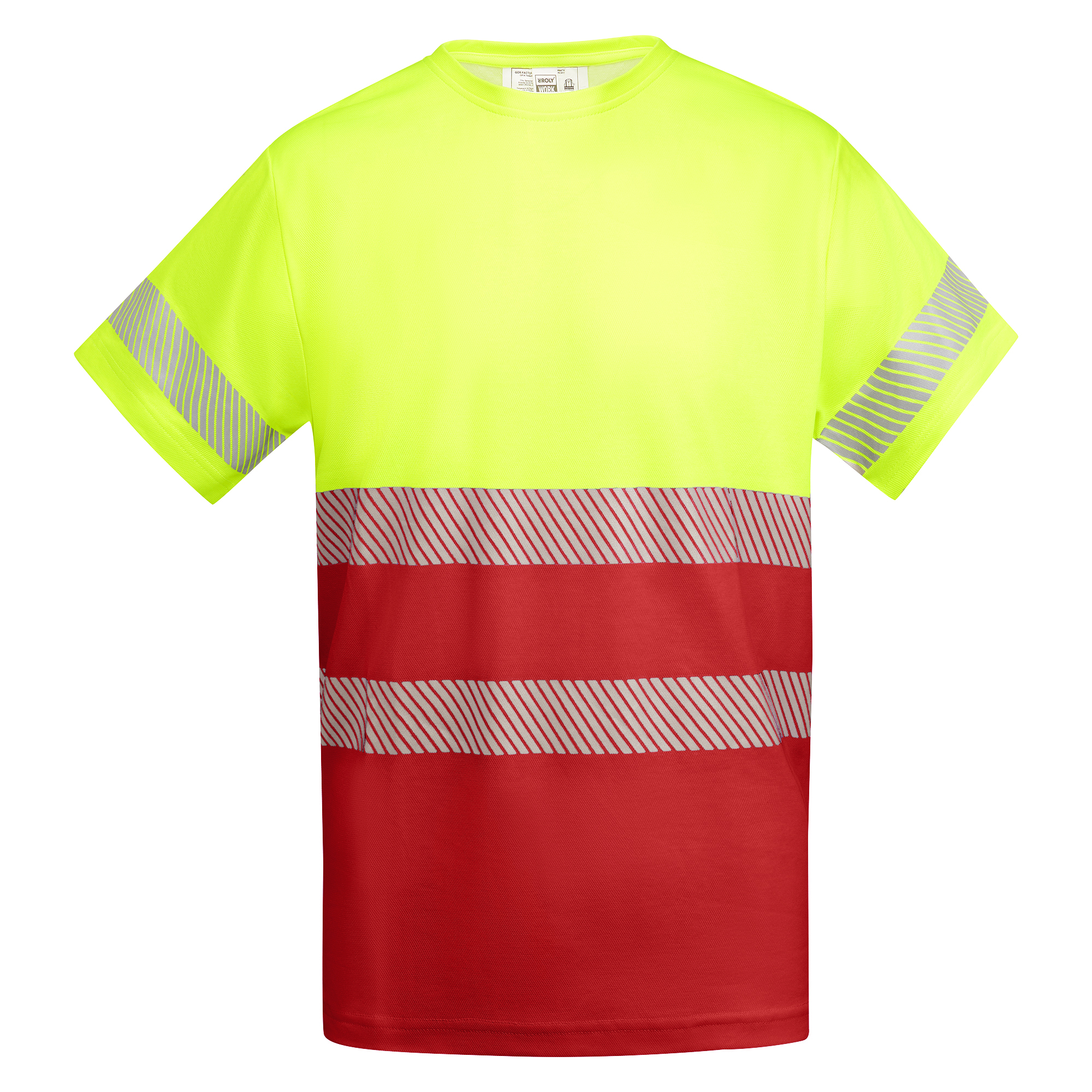 Camiseta alta visibilidad TAURI rojo laboral amarillo flúor