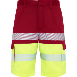 Pantalón alta visibilidad LADA bermuda color rojo laboral/amarillo flúor