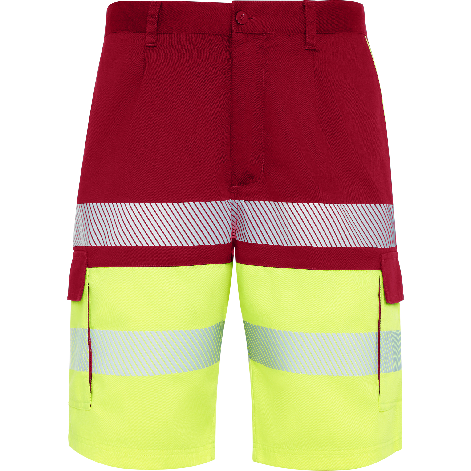 Pantalón alta visibilidad LADA bermuda color rojo laboral/amarillo flúor