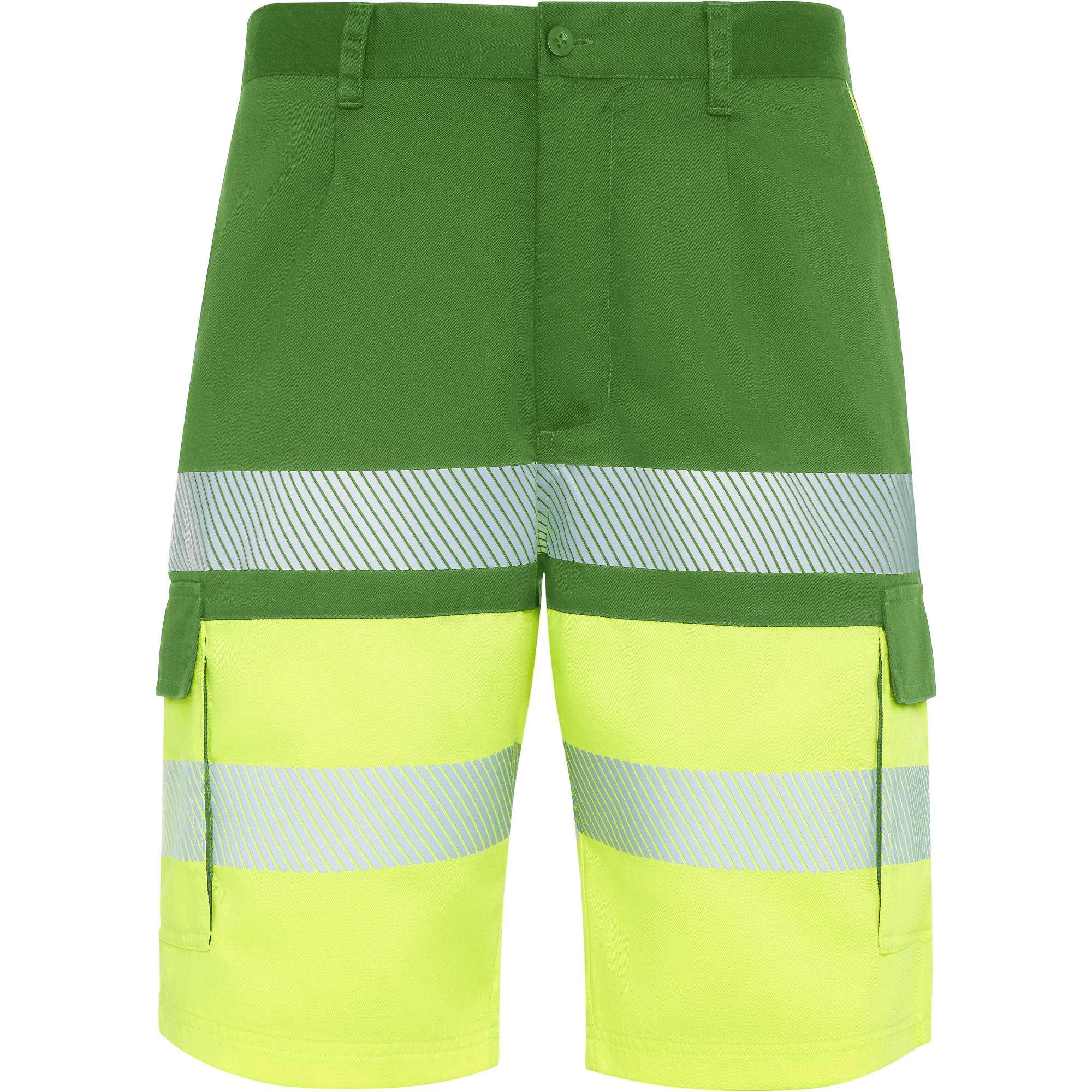 Pantalón alta visibilidad LADA bermuda color verde jardín/amarillo flúor