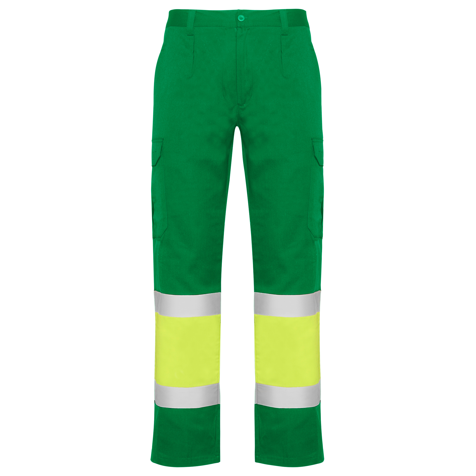Pantalón alta visibilidad NAOS color verde jardín/amarillo flúor