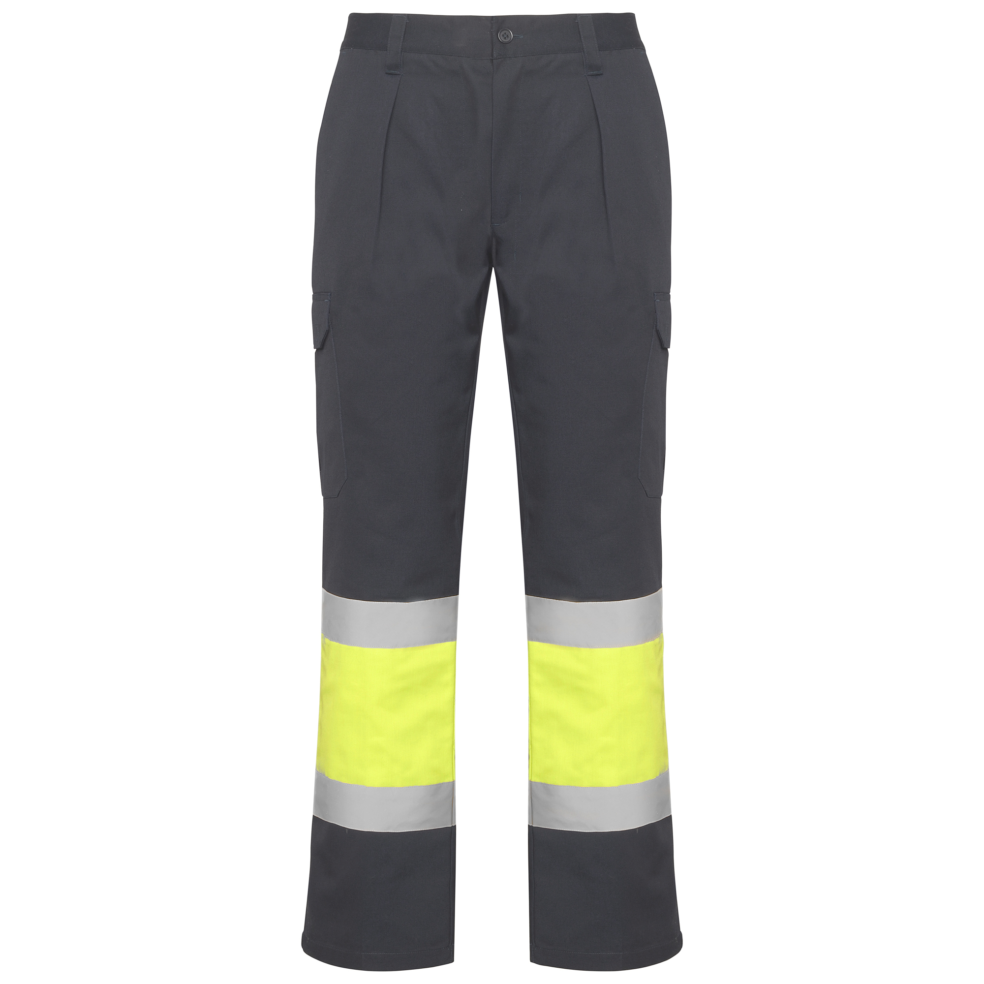 Pantalón alta visibilidad SOAN color plomo/amarillo fluor
