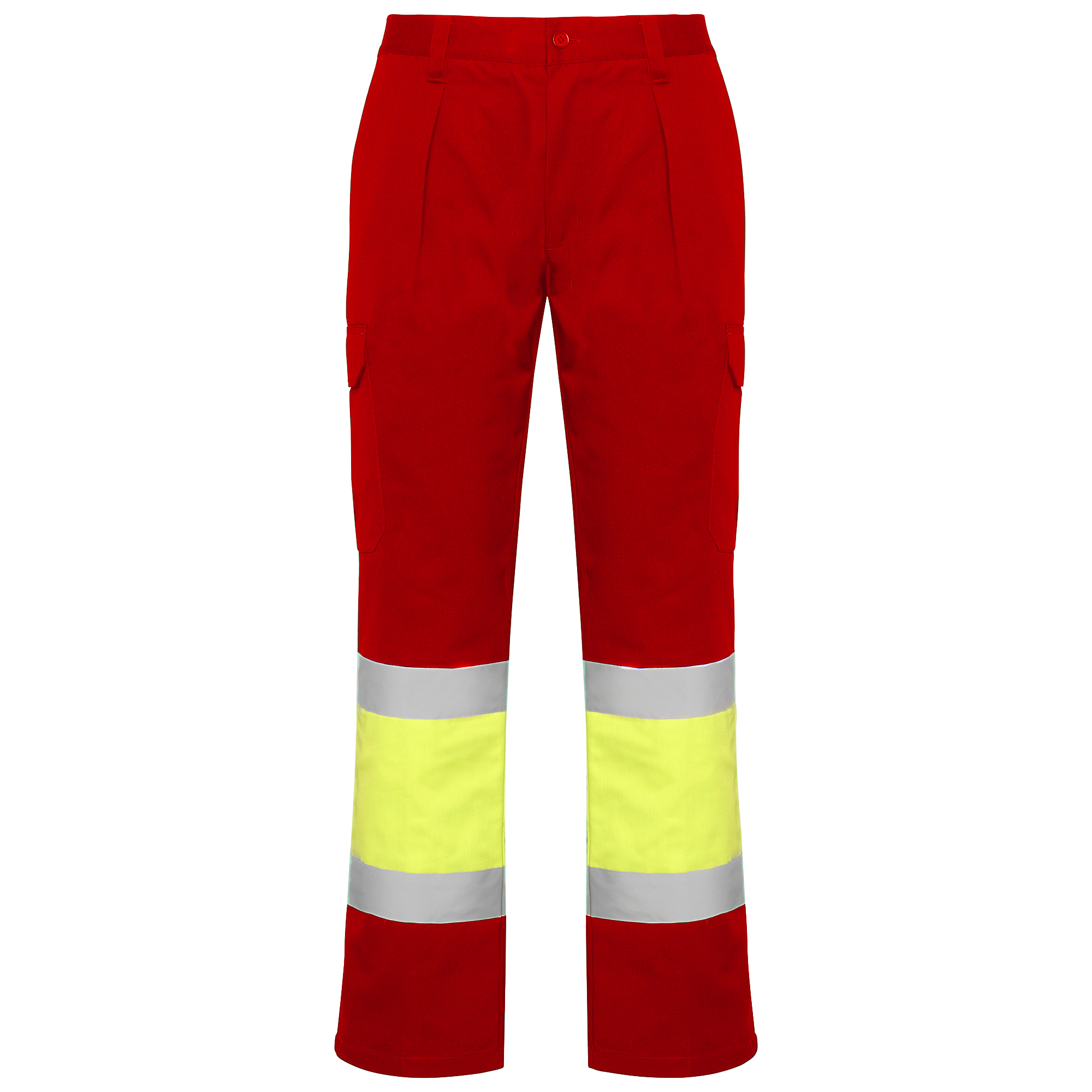 Pantalón alta visibilidad SOAN color rojo laboral/amarillo flúor