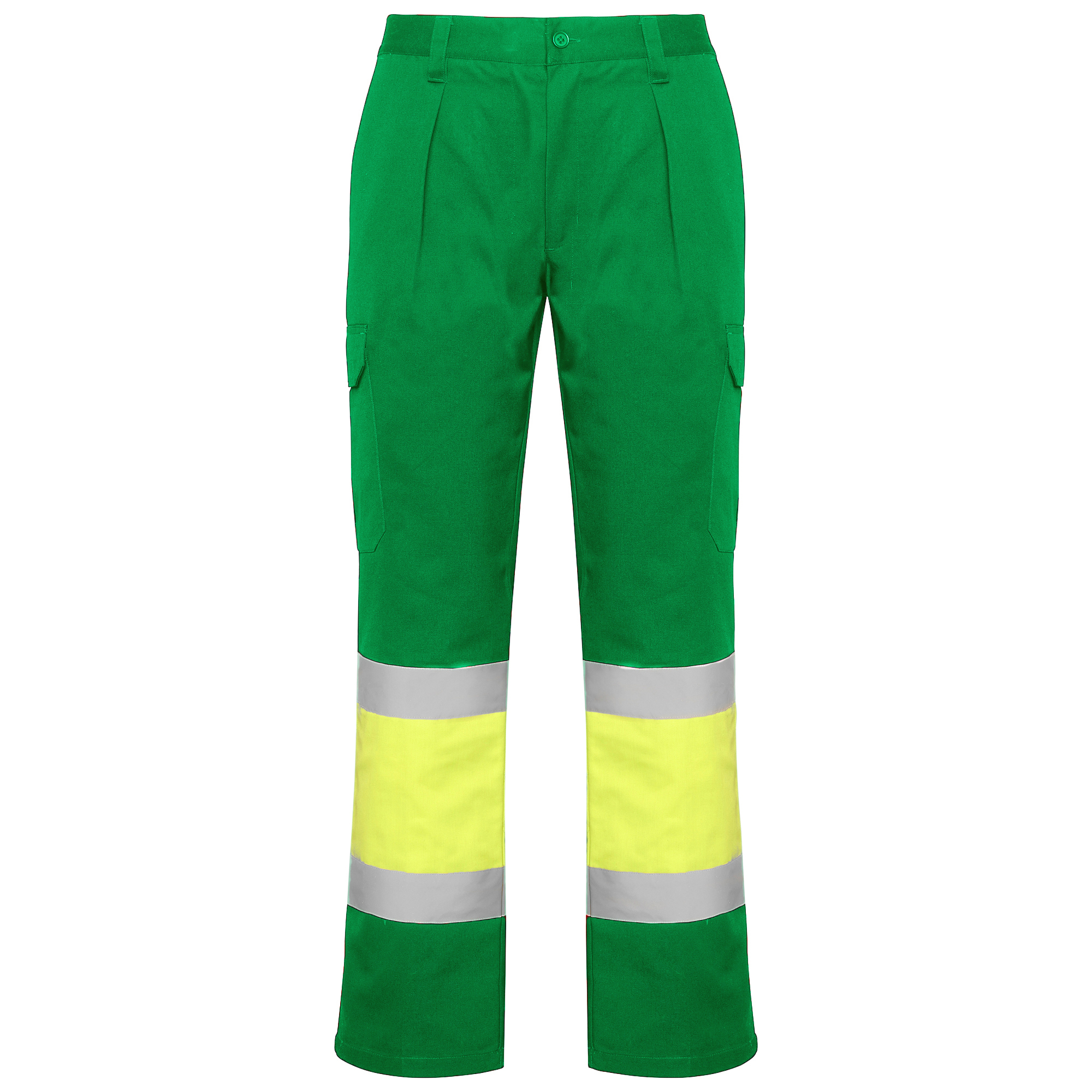 Pantalón alta visibilidad SOAN color verde jardín/amarillo flúor