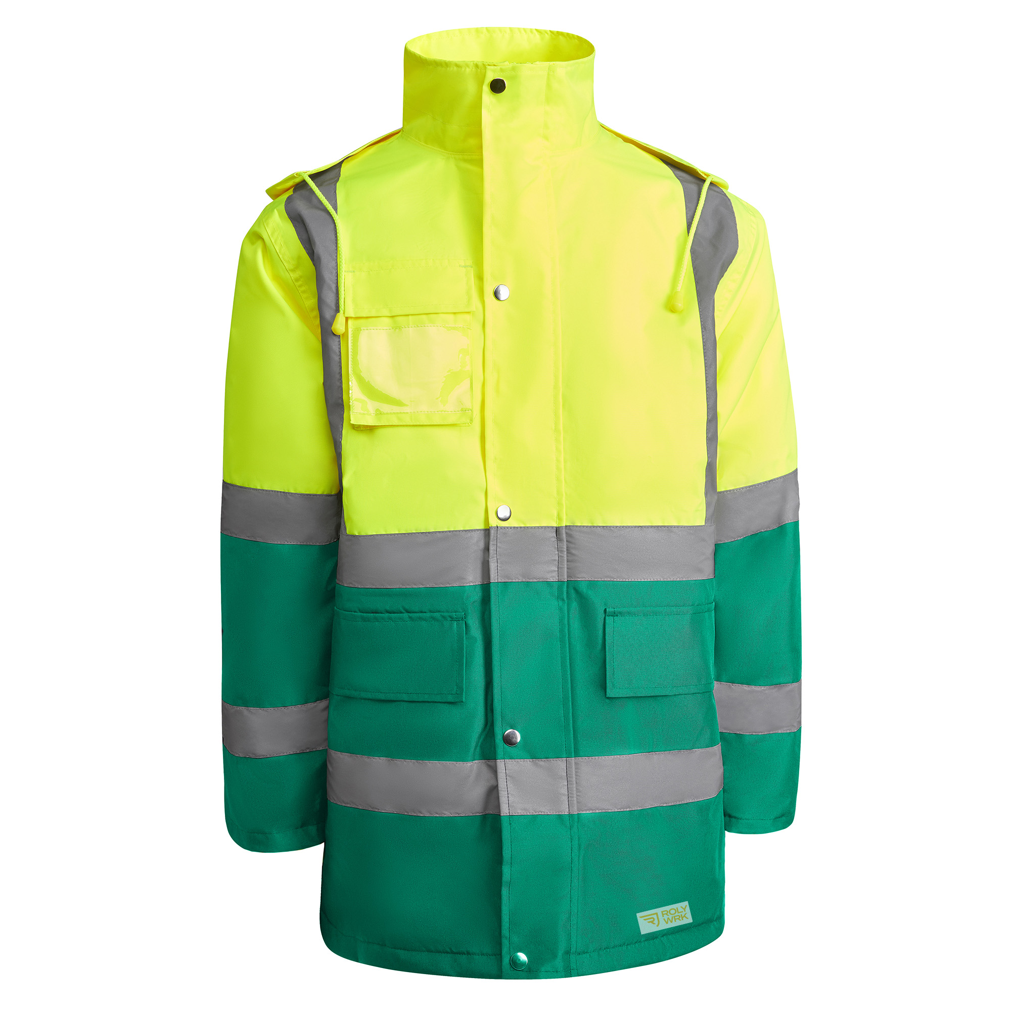 Parka alta visibilidad MERAK color verde jardín/amarillo flúor