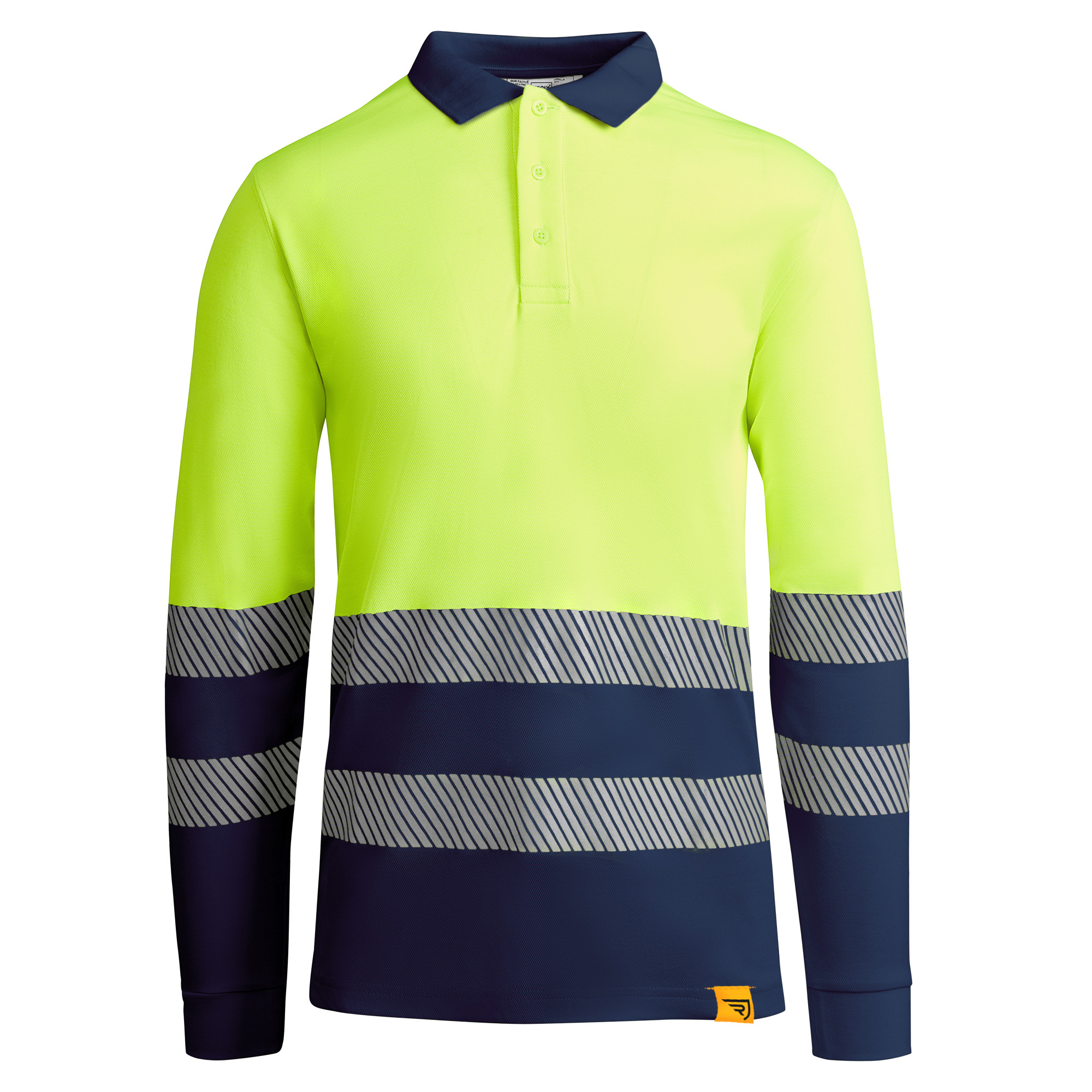 polo alta visibilidad ATRIO LS color marino y amarillo flúor
