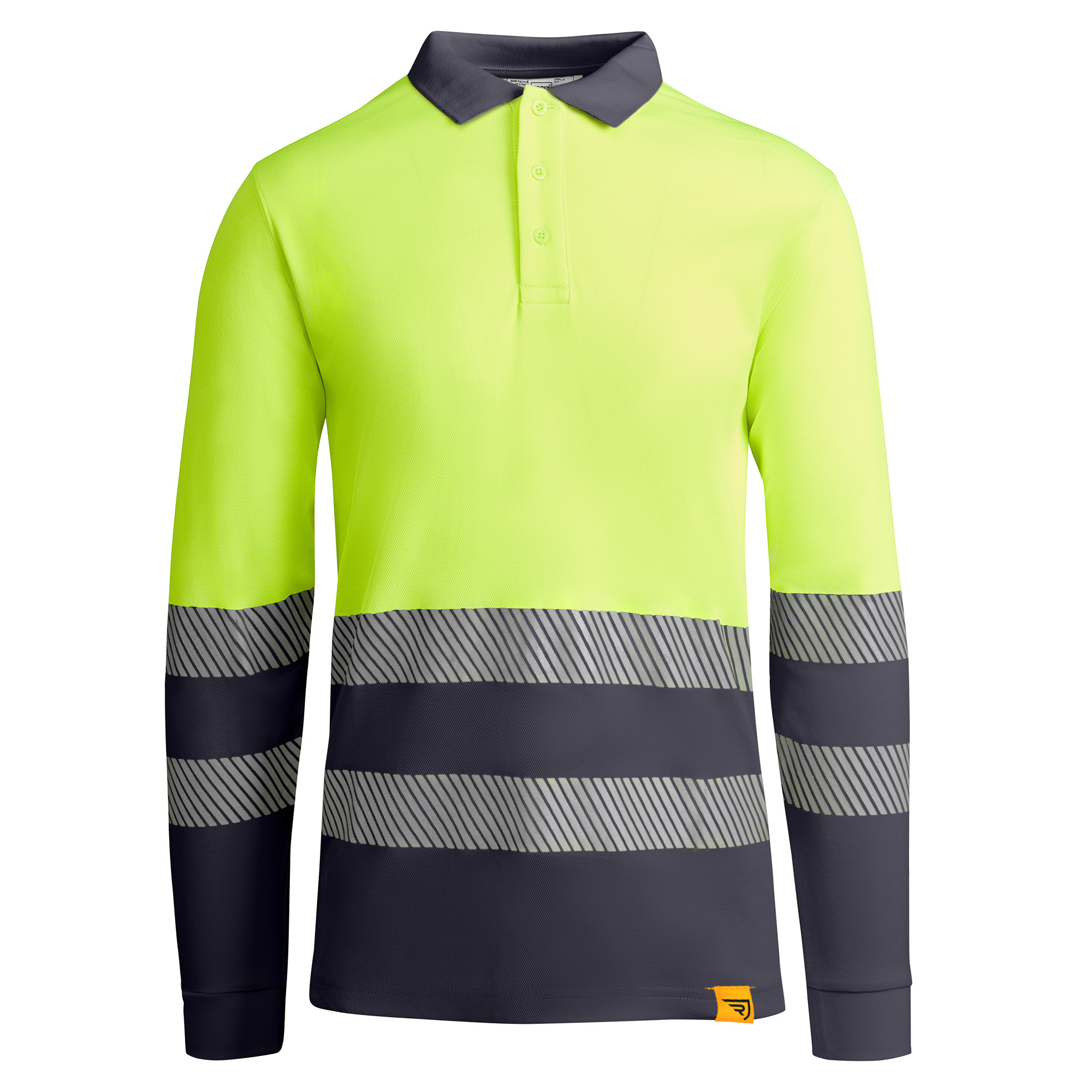 polo alta visibilidad ATRIO LS color plomo y amarillo flúor