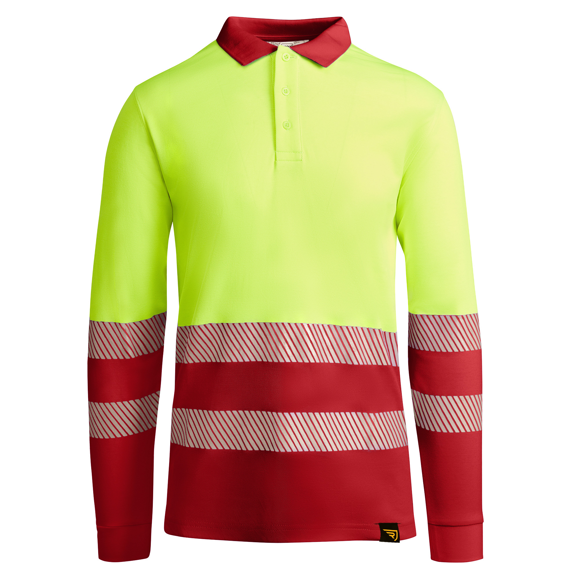 polo alta visibilidad ATRIO LS color rojo laboral y amarillo flúor