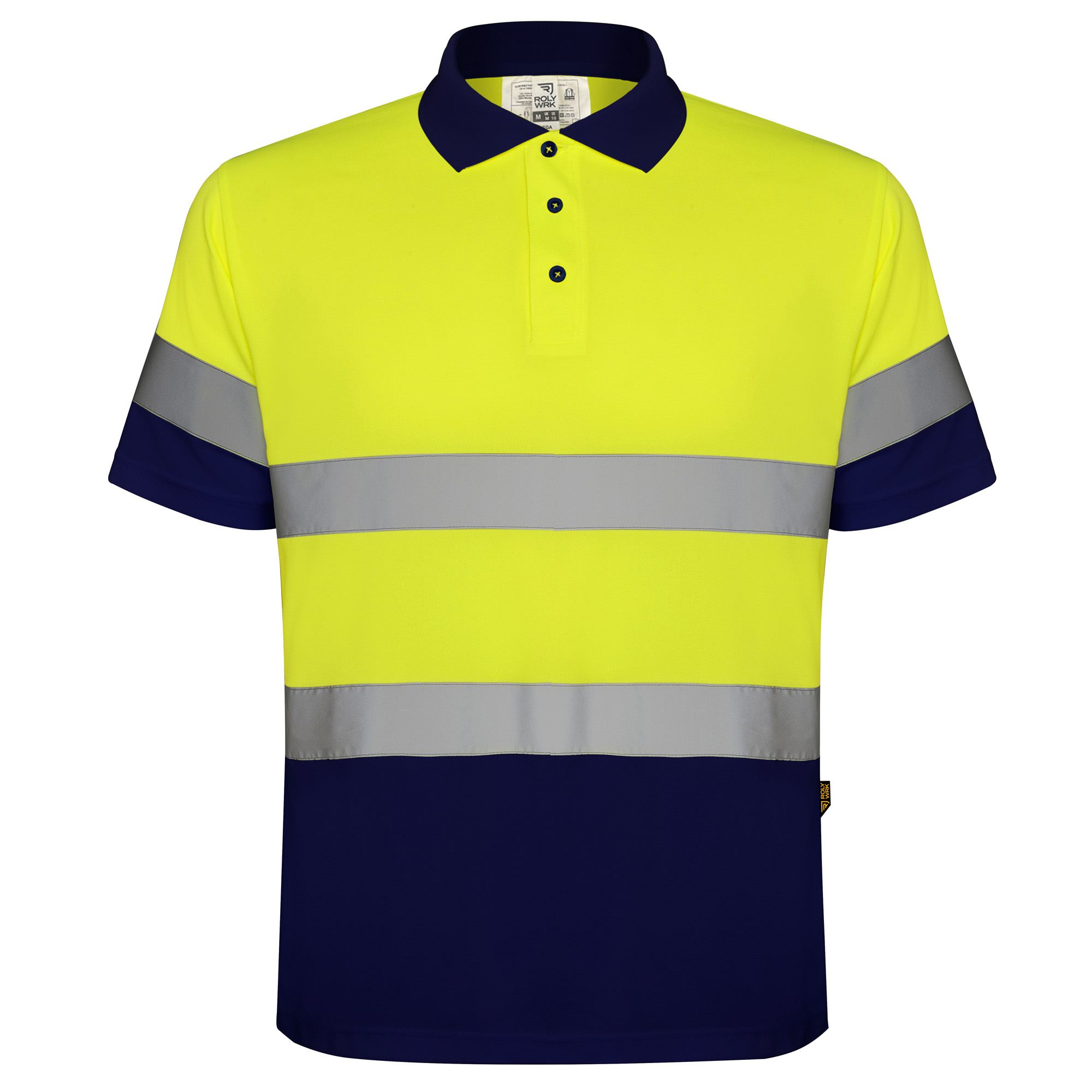polo alta visibilidad POLARIS color marino y amarillo flúor