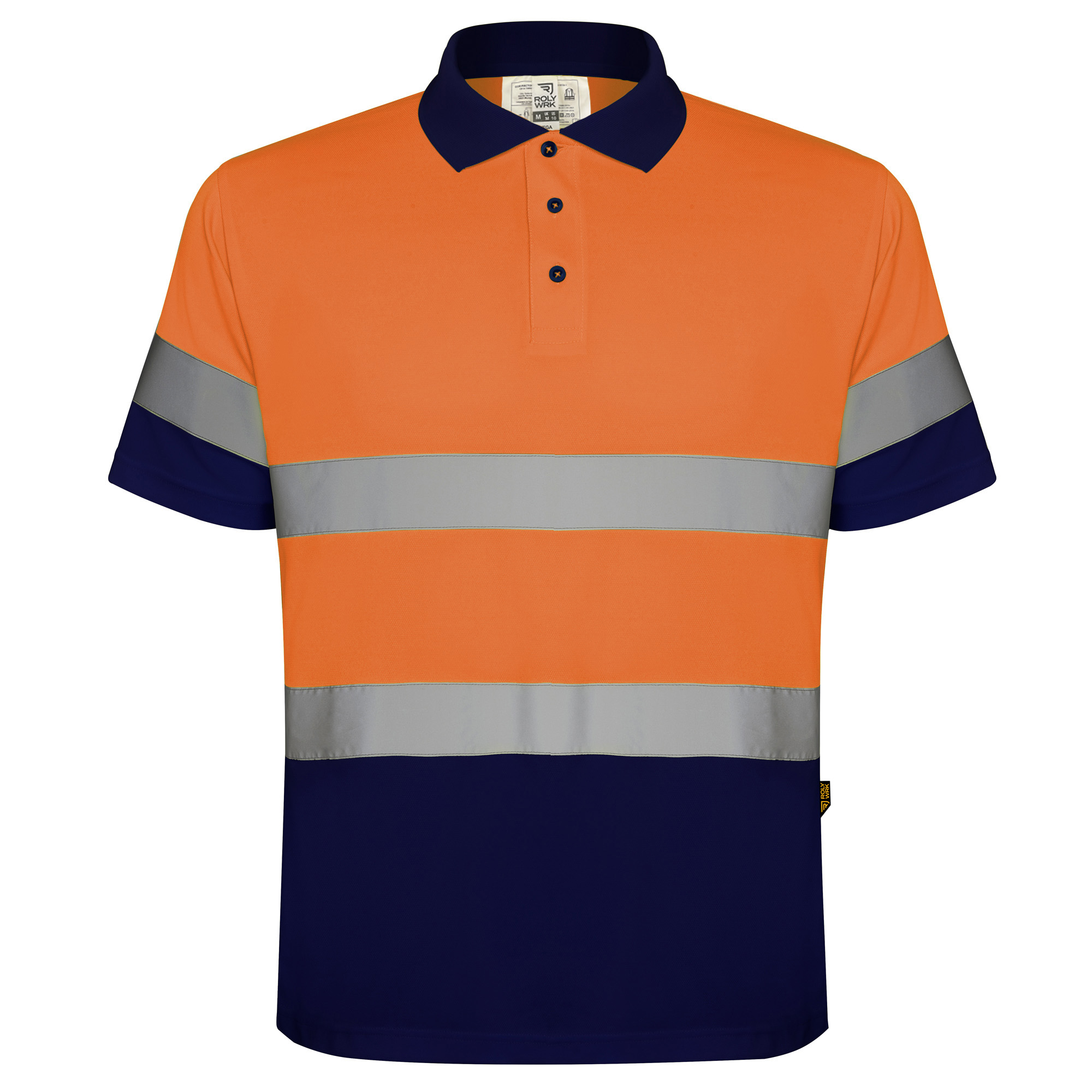 polo alta visibilidad POLARIS color marino y naranja flúor