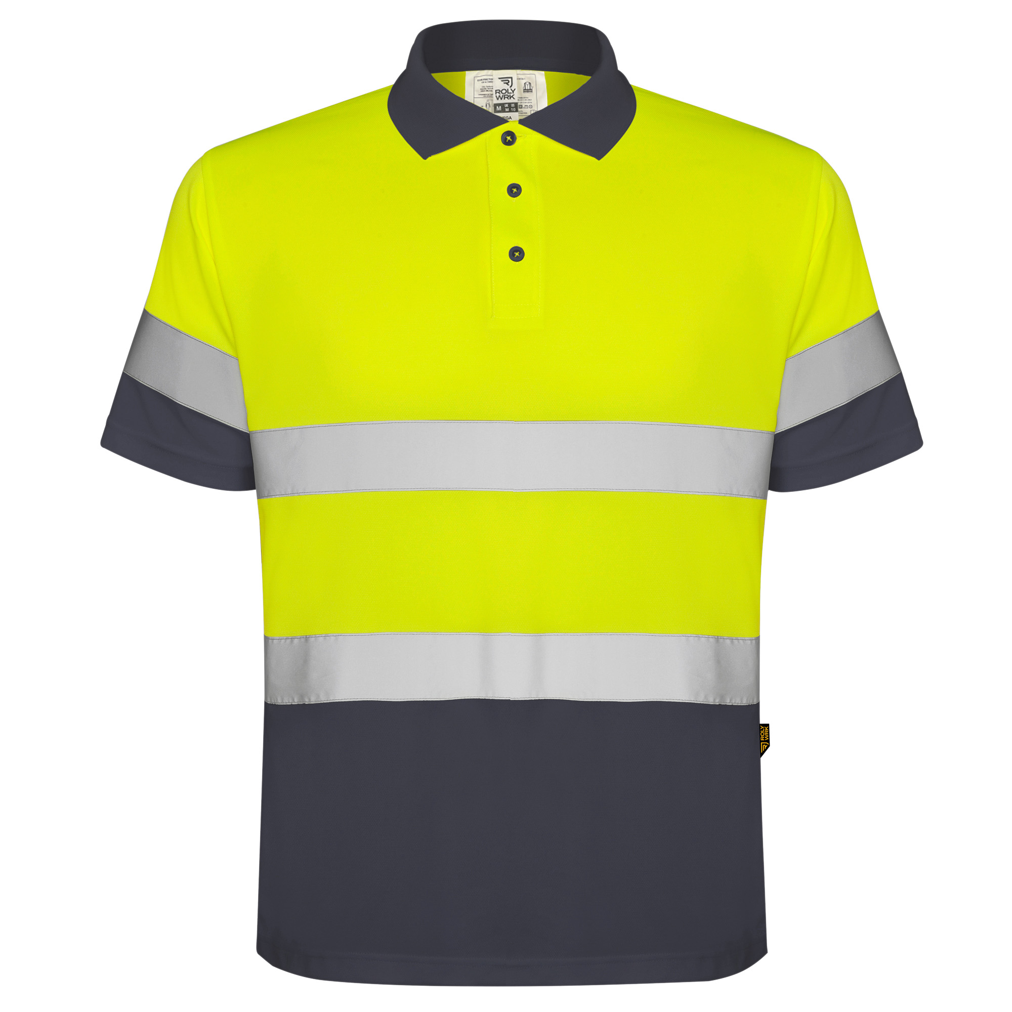 polo alta visibilidad POLARIS color plomo y amarillo flúor