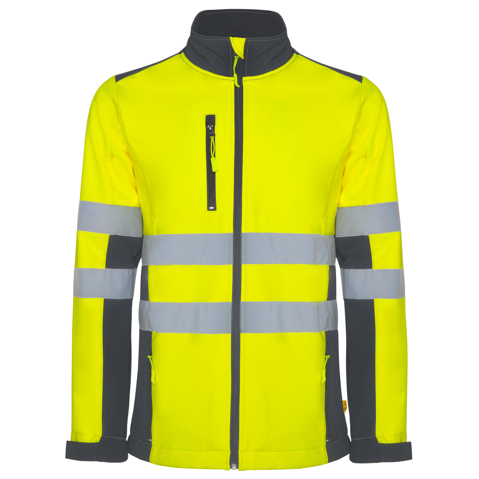 softshell alta visibilidad ANTARES color plomo y amarillo flúor