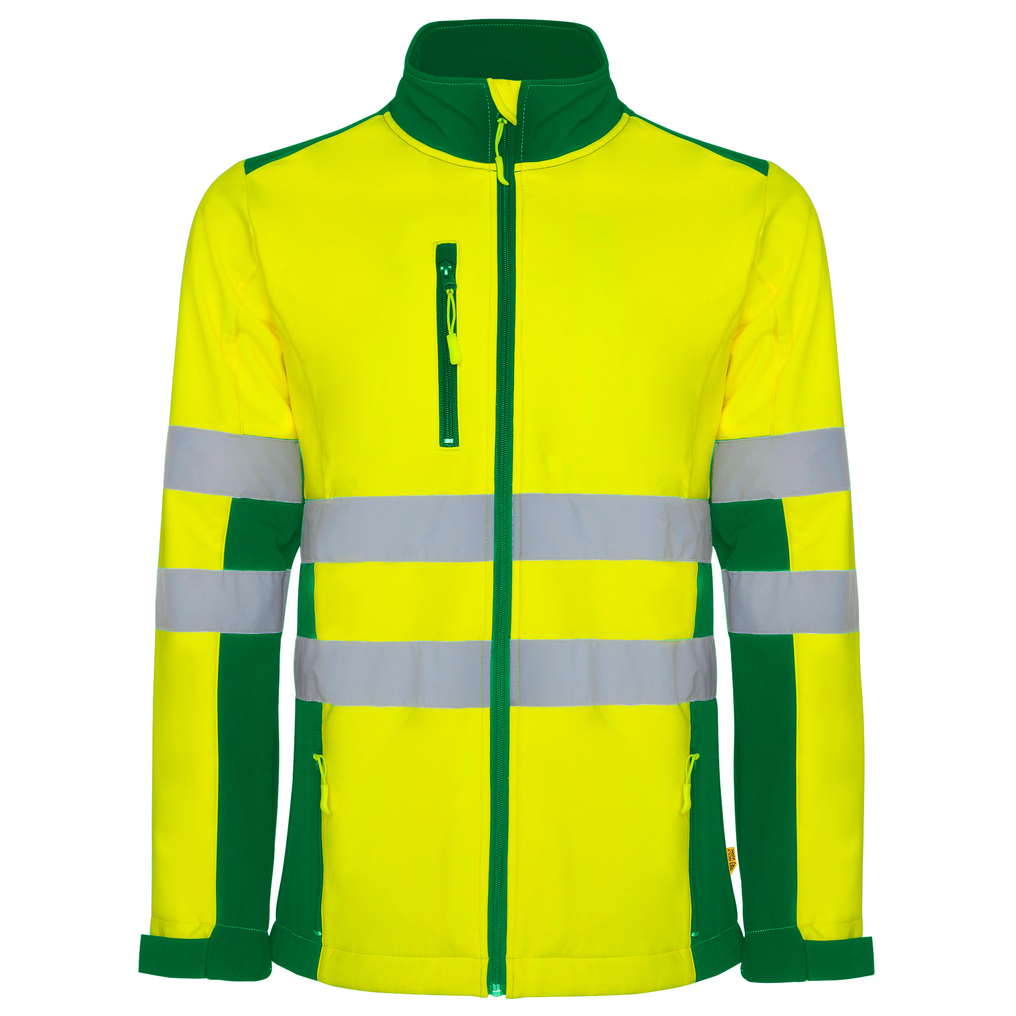softshell alta visibilidad ANTARES color verde jardín y amarillo flúor